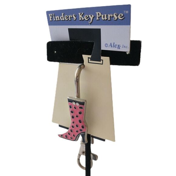 Enameled Boot ALEXX Inc FINDERS KEY PURSE Finder Fob Keychain Pink Rhinestones. - Picture 11 of 15